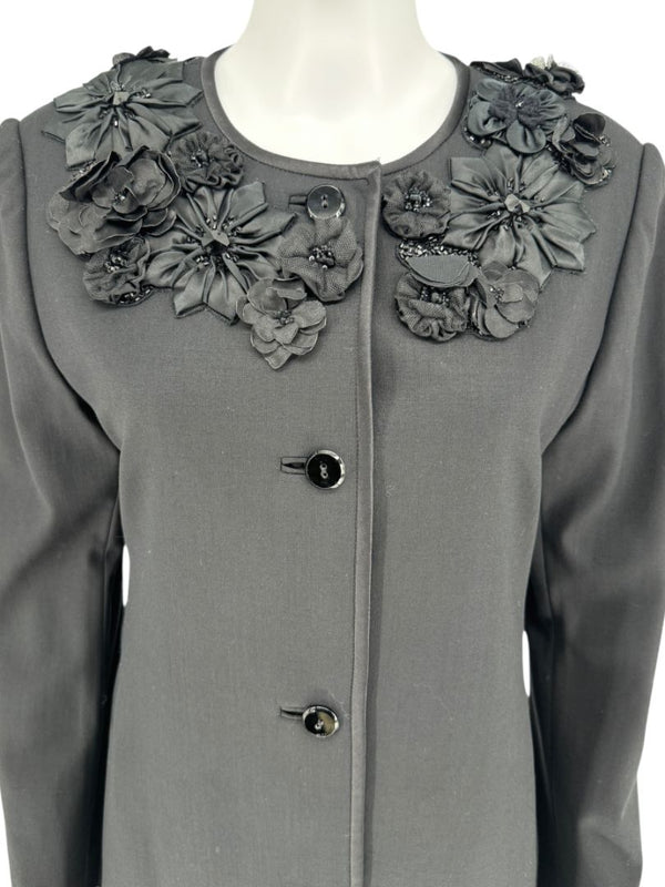Pamella Roland Embellished Collar Longline Jacket - Large