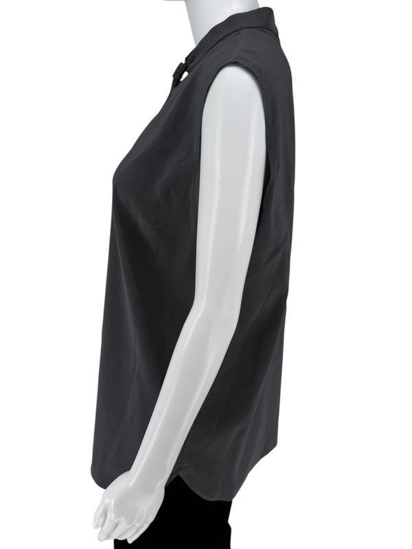 Brunello Cucinelli Sleeveless Silk Blouse with Chain Detail - XL