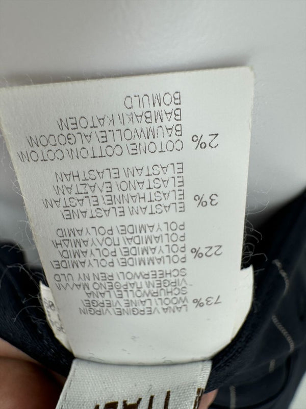 Brunello Cucinelli Navy Pinstripe Wool Pants with Belt - Size 8