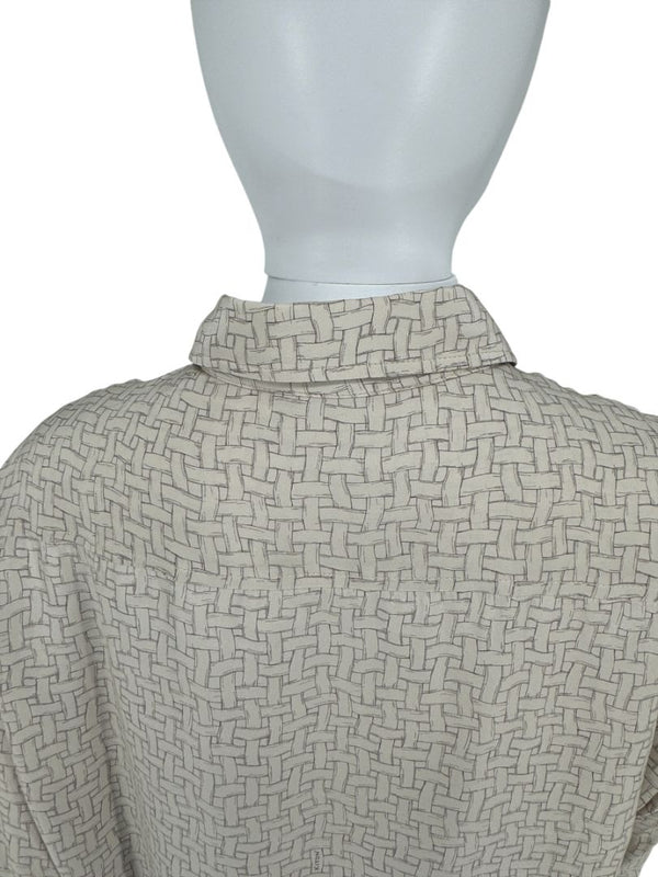 Kiton Woven Print Silk Blouse - L