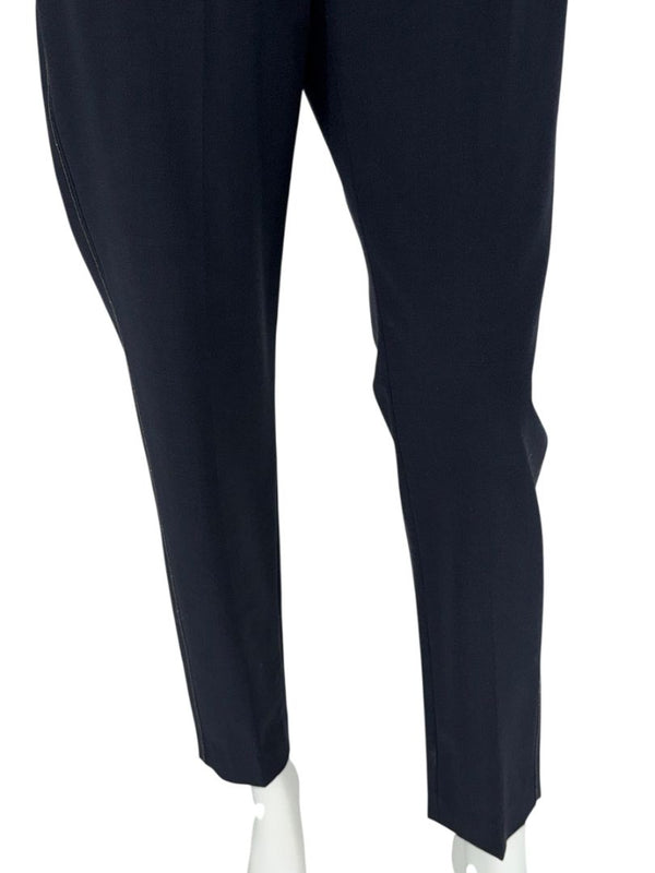 Brunello Cucinelli Navy Wool-Blend Elastic Waist Trousers - IT 44