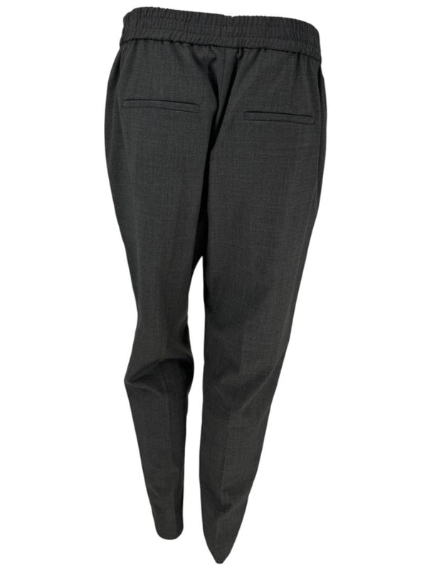 Brunello Cucinelli Charcoal Wool Trousers with Denim Side Stripe - Size 8