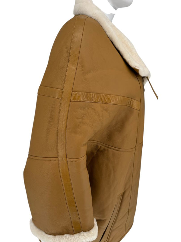 Saint Laurent Oversized Shearling Toggle Coat - Size 8