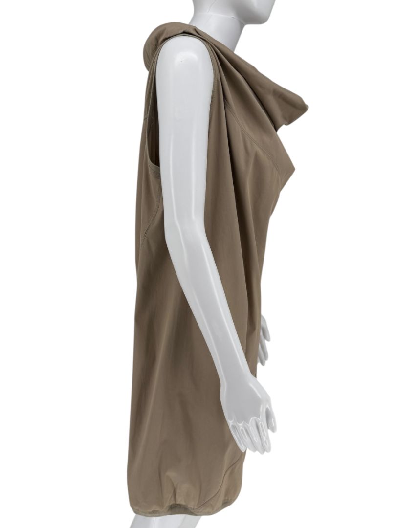 Brunello Cucinelli Taupe Cotton Sleeveless Cowl-Neck Dress - Size 8
