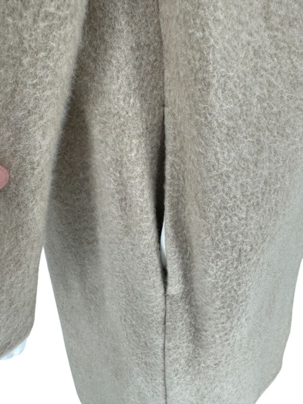 Brunello Cucinelli Ivory Wool-Cashmere Coat with Monili Detail - Size 8