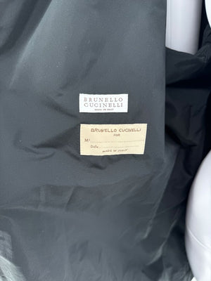 Brunello Cucinelli Olive Nylon Hooded Parka with Monili Trim - Size 10