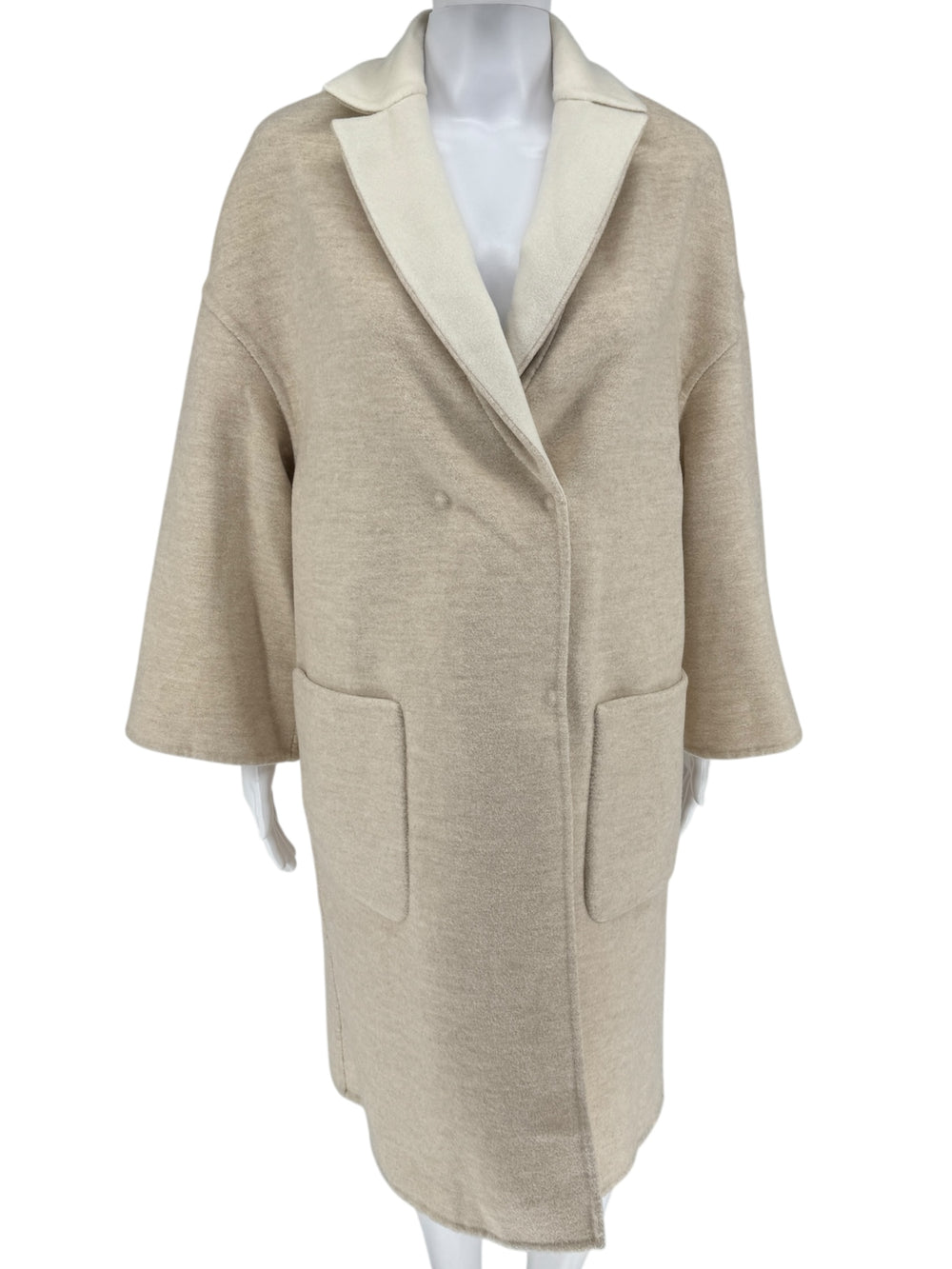 Brunello Cucinelli Reversible Cashmere Coat with Monili Detail - Size 4