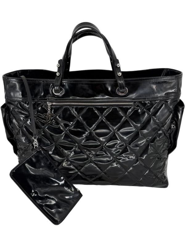 Chanel Paris-Biarritz XL Tote in Black Patent Vinyl