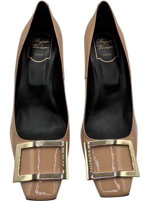 Roger Vivier Belle Vivier Patent Leather Pumps in Nude – Size 39.5