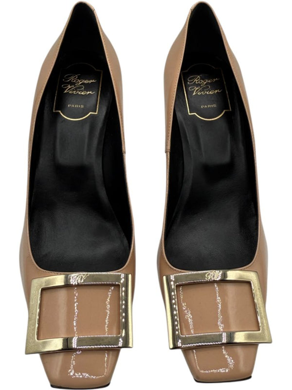 Roger Vivier Belle Vivier Patent Leather Pumps in Nude – Size 39.5