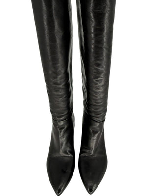 Prada Black Leather Knee-High Boots – Size 39.5