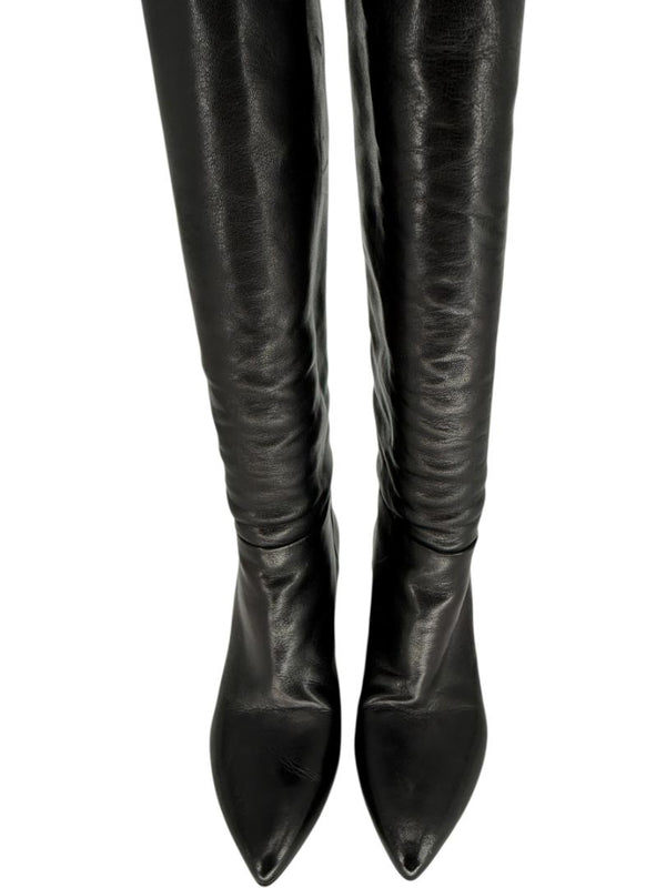 Prada Black Leather Knee-High Boots – Size 39.5