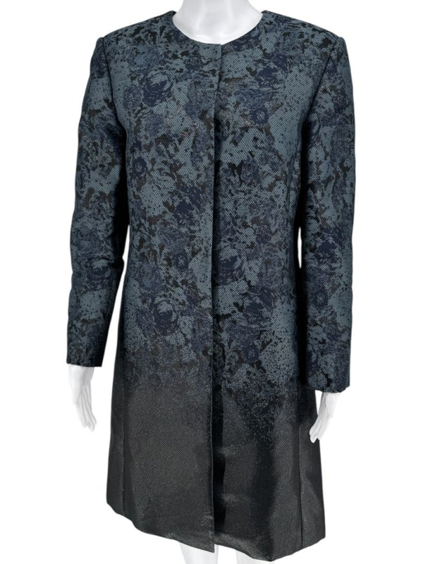 Pamella Roland Black/Blue Ombre 2 Piece Dress & Coat Set – Large