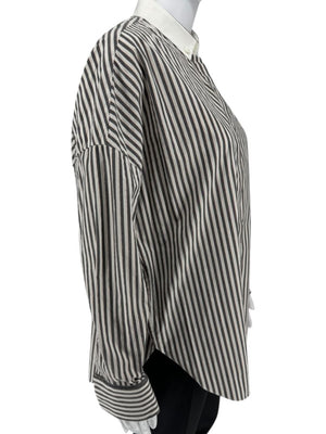 Brunello Cucinelli Striped Shirt with Monili Detail - Size L