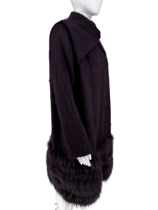 Pamella Roland Purple Alpaca & Fur Trim Coat – Size L