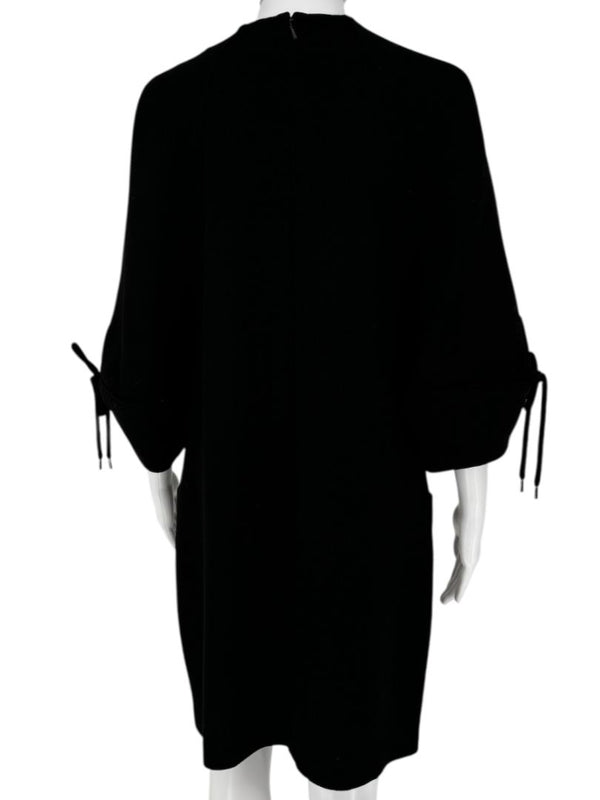 Lela Rose Black Wool-Blend Tie Sleeve Dress – Size 6