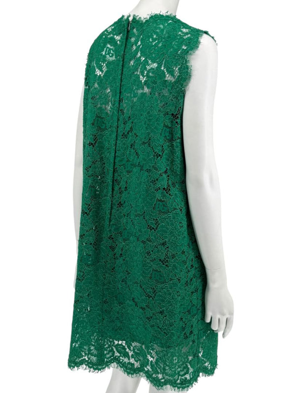 Dolce & Gabbana Green Floral Lace Sleeveless Shift Dress - Size IT 46