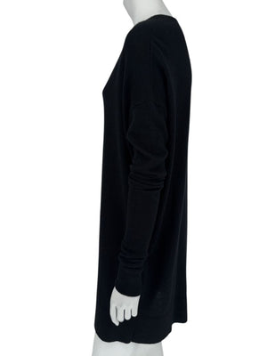The Row Black Cashmere & Silk V-Neck Tunic Sweater - Size S
