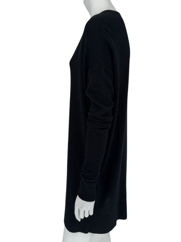 The Row Black Cashmere & Silk V-Neck Tunic Sweater - Size S