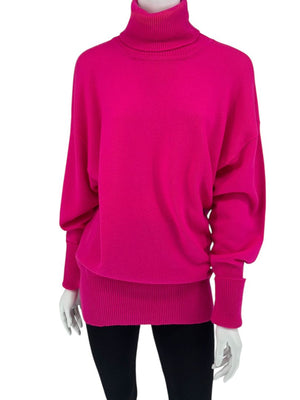 Victoria Beckham Fuchsia Cashmere-Blend Turtleneck Sweater – Size L