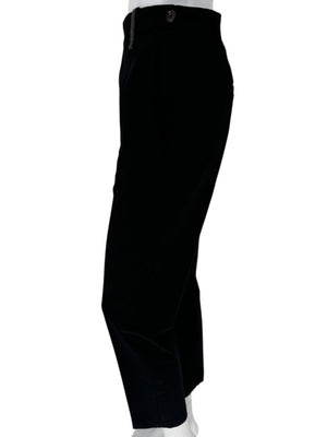 Brunello Cucinelli Black Tapered Wool Trousers with Monili Belt Loop - Size 10