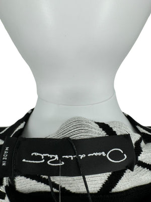 Oscar de la Renta Black & White Diamond-Pattern Knit Coat - Size M