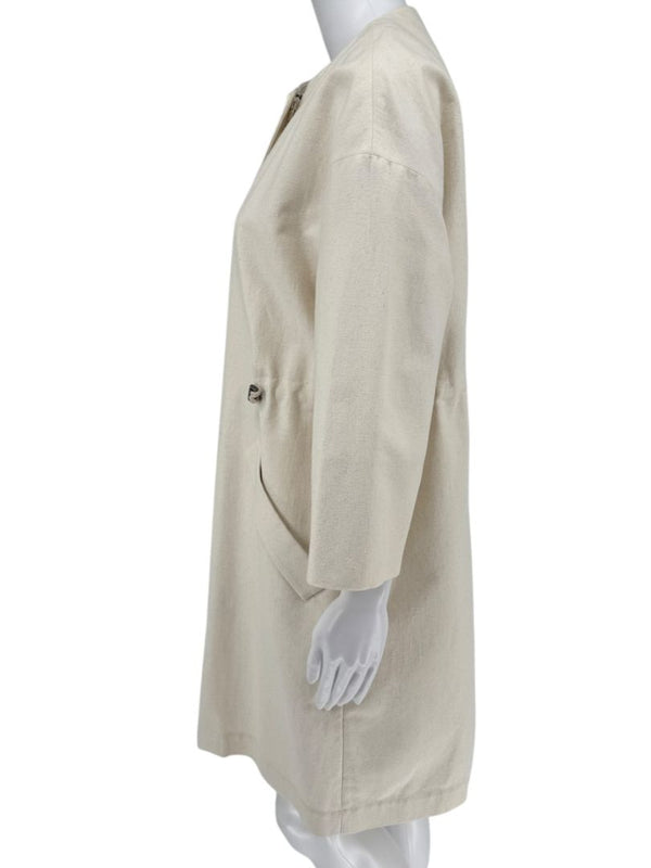 Brunello Cucinelli Cream Cotton-Blend Cocoon Coat – Size IT 44 (US 8)