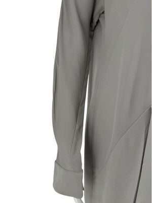 Akris Gravel Grey Long Silk Tunic Blouse – Size 8
