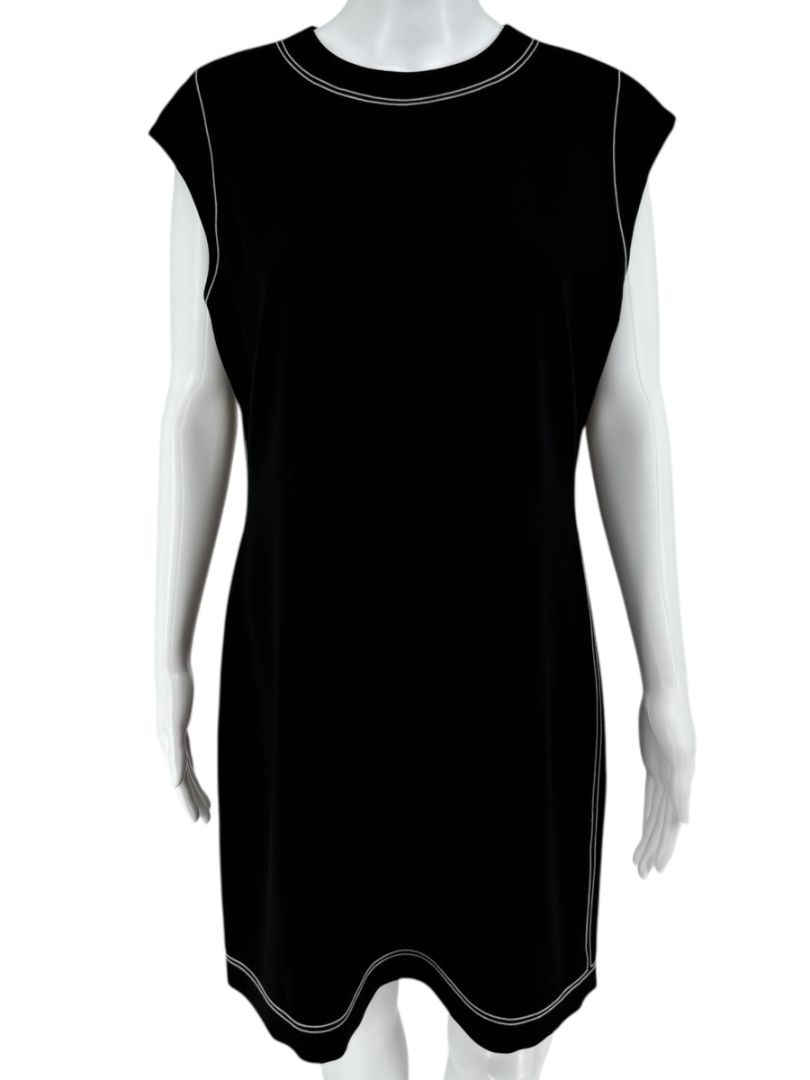 Theory Black Embroidered Cap Sleeve Shift Dress – Size 14