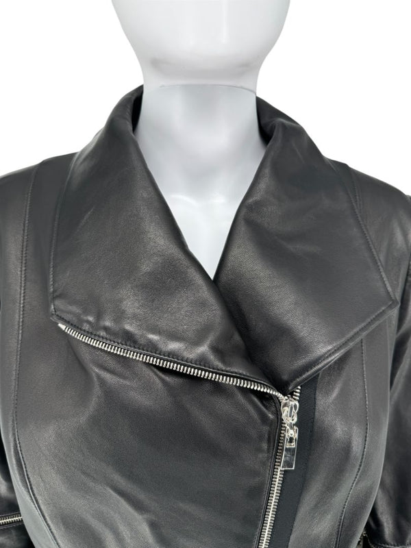 Pamella Roland Black Leather Moto Jacket - Large