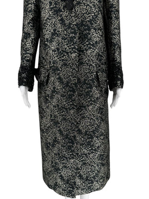 Pamella Roland Metallic Brocade Tuxedo Coat with Beaded Cuffs – Large