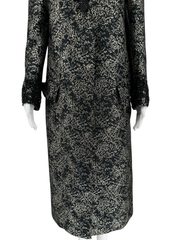 Pamella Roland Metallic Brocade Tuxedo Coat with Beaded Cuffs – Large