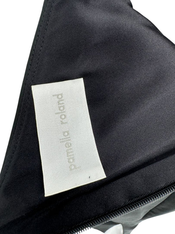 Pamella Roland Black Beaded One-Shoulder Cocktail Dress - Large