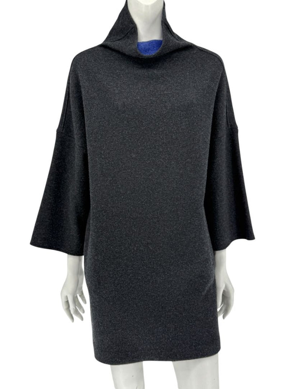 Loro Piana Charcoal Grey Reversible Wool-Cashmere Tunic Dress – Size S