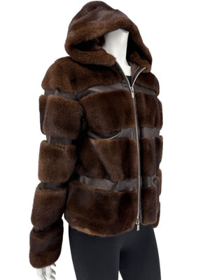 Michael Kors Chocolate Brown Mink Fur & Leather Bomber Jacket – Size 8