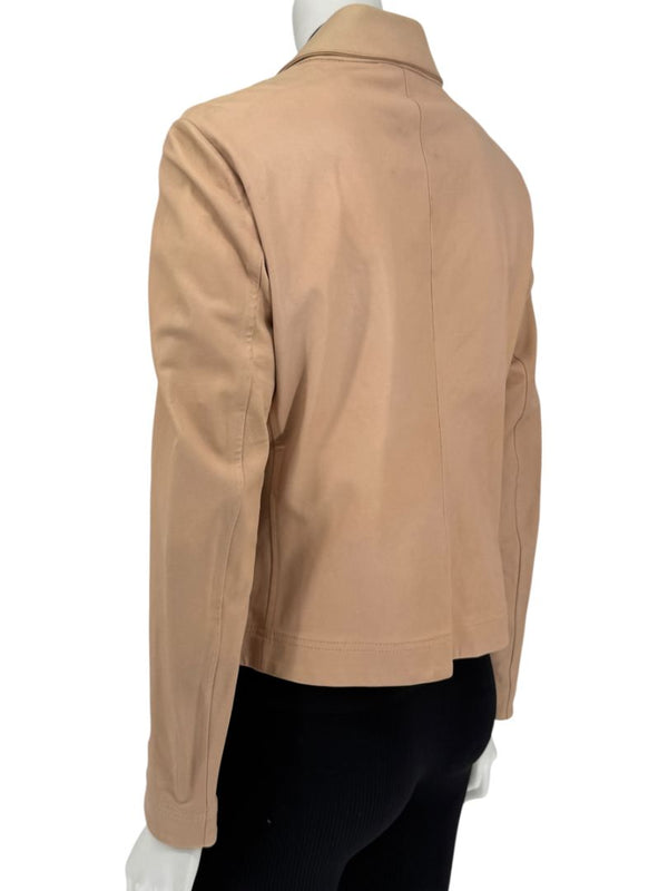 Piazza Sempione Blush Lamb Leather Moto Jacket – Size IT 46