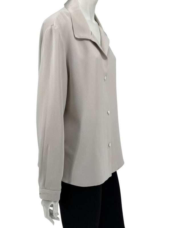 Peter Cohen Gray Silk Convertible Collar Blouse – Size L