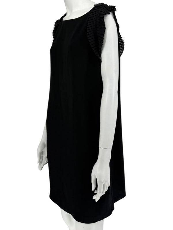 Lafayette 148 Black Shift Dress with Pleated Ruffle Sleeves – Size M