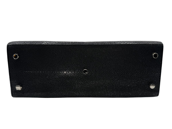 Crawford Black Shagreen/Stingray Top Handle Bag w/ 925 Silver Hardware