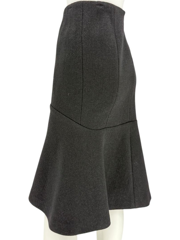 Pamella Roland Black Textured Flounce-Hem Skirt – Large