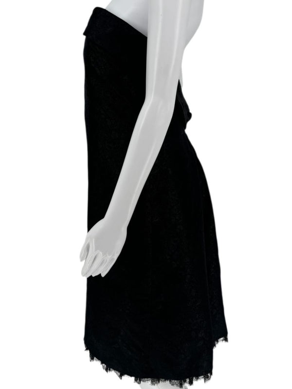 Pamella Roland Black Jacquard Strapless Dress – Large