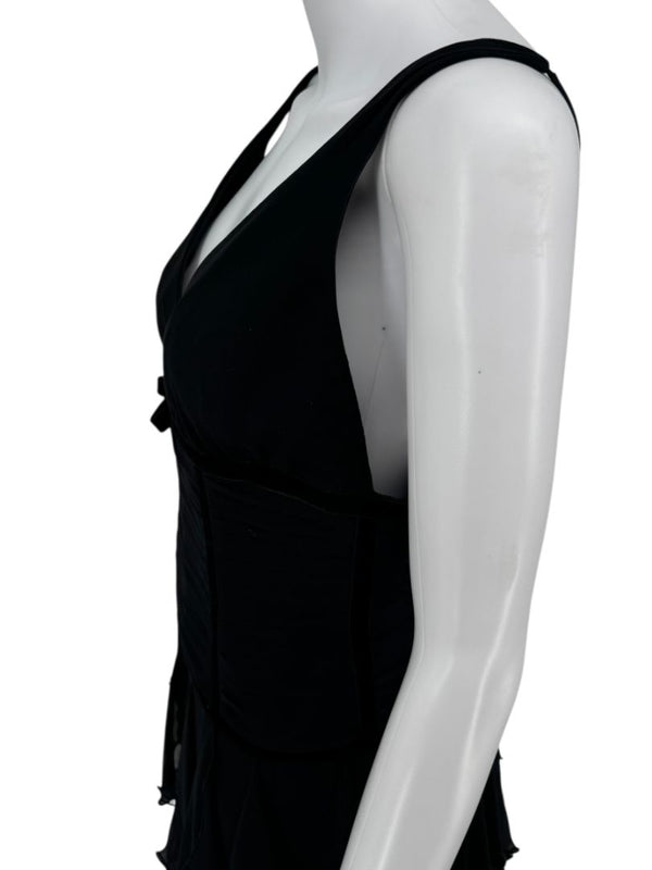 Pamella Roland Black Tiered Chiffon Gown – Size 8