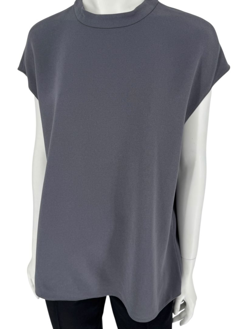 Tibi Charcoal Cap-Sleeve Mock Neck Top – Size L