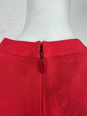 Lafayette 148 New York Red Linen-Blend Midi Dress – Size M