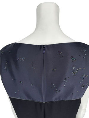 Atelier Caito for Herve Pierre Black Beaded Yoke Draped Dress – Size 12