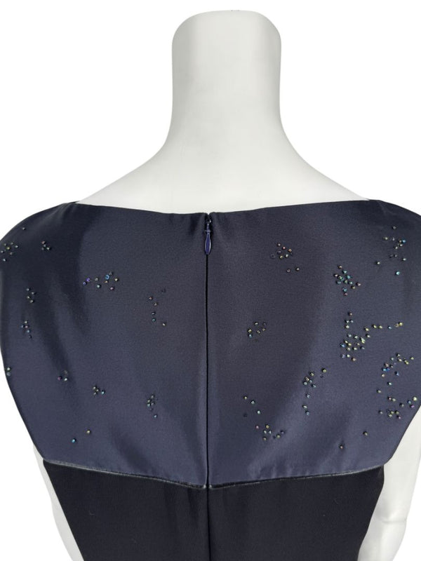 Atelier Caito for Herve Pierre Black Beaded Yoke Draped Dress – Size 12