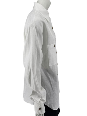 WOERA White Linen Button-Up Shirt – Size M