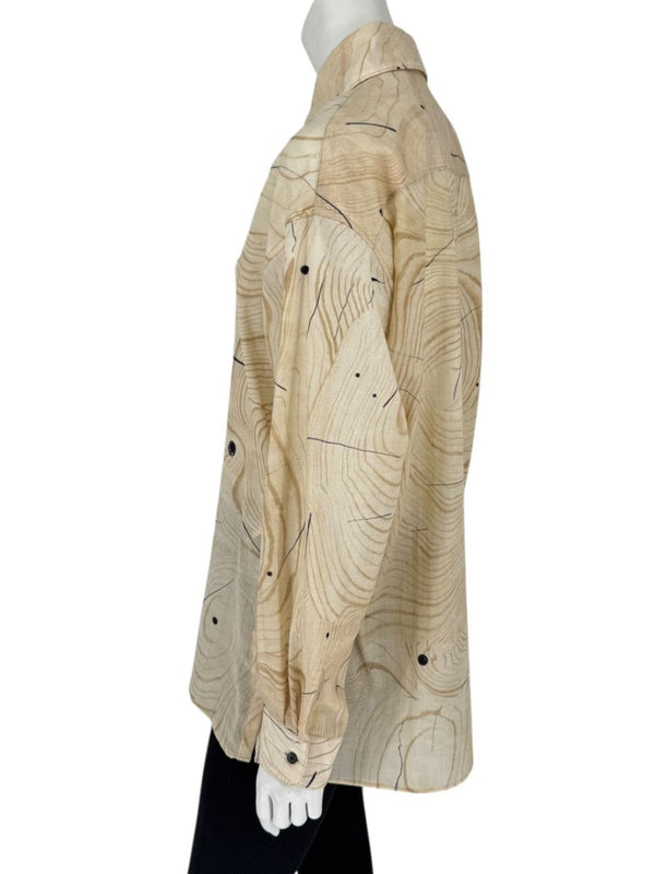 Lemaire Beige Woodgrain Print Button-Up Shirt – Size XS
