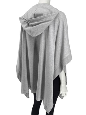 L’Agence Gray Viscose-Silk Hoodie Poncho – One Size