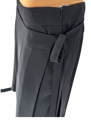 Oscar de la Renta Black Asymmetric Overlay Pants – Size 10- NWT